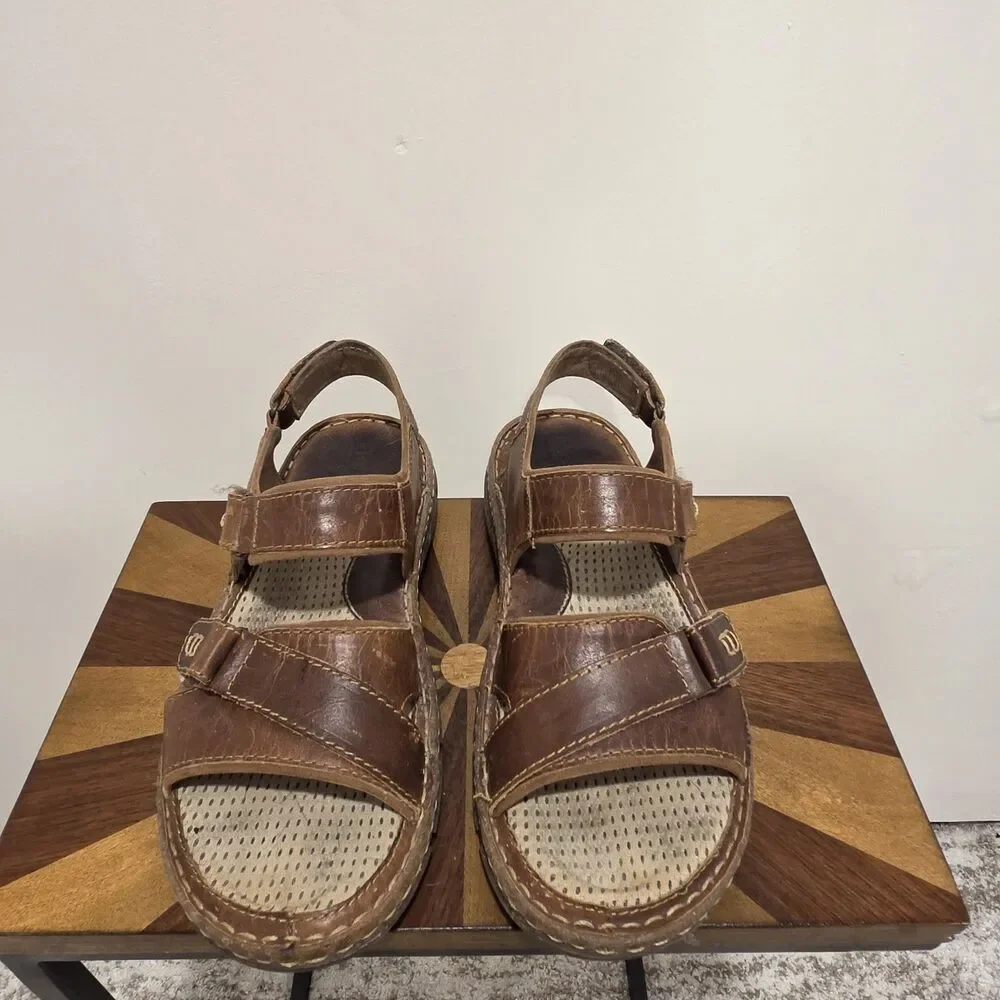 Born Custer Sandals US 11 Men Slingback Brown Leather Fisherman Dad Indie H61206